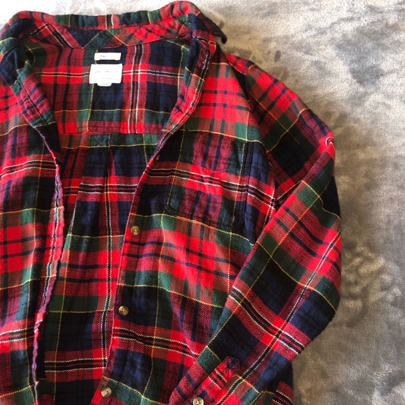 American Eagle Flannel Red Green Plaid Cute Summer - Picture 3 of 5